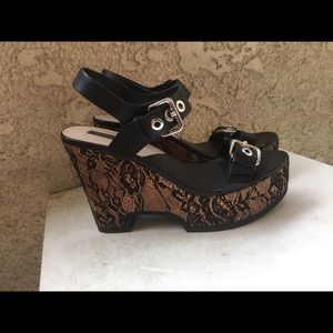 Zara Black Lace Wedges